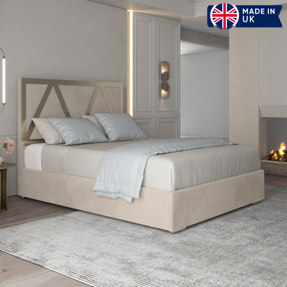 Alison Silver Single Velvet Upholstered Metal Bed Frame with Panelled Headboard Image 6