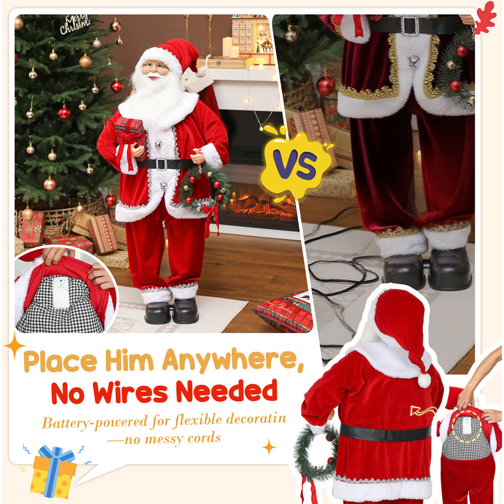 Everglow Life Size Musical Animated Santa Claus with Wreath and Sound ...