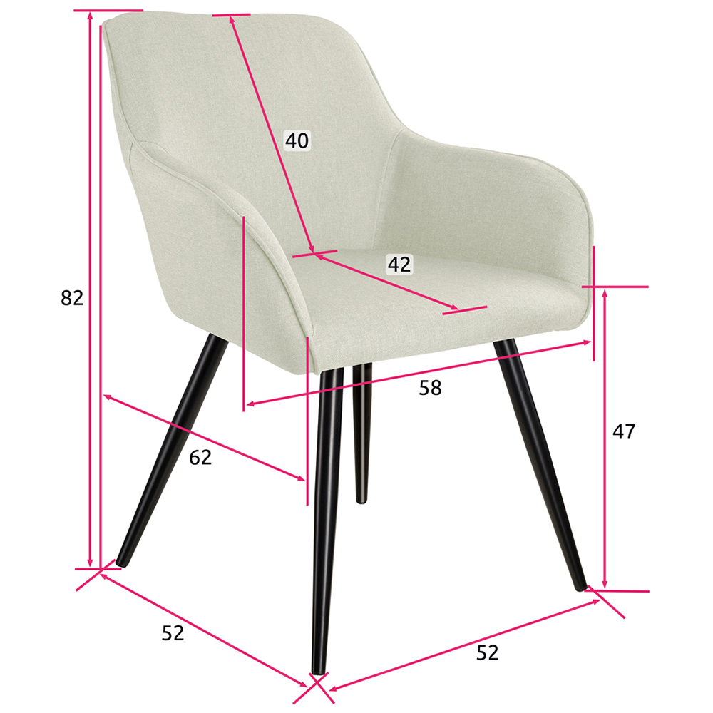 Tectake Marilyn Cream and Black Padded Chair Image 8