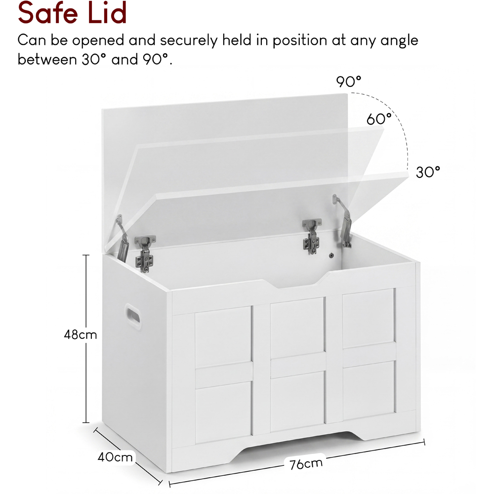 VIDA DESIGNS White Small Storage Ottoman Bench Image 7
