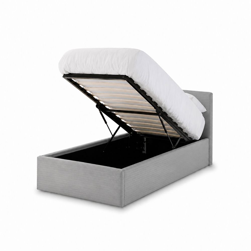 GFW Single Grey Corduroy End Lift Ottoman Bed Image 7