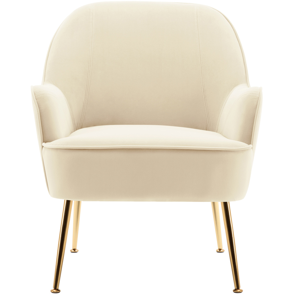 Living and Home Modern White and Gold Armchair Image 2