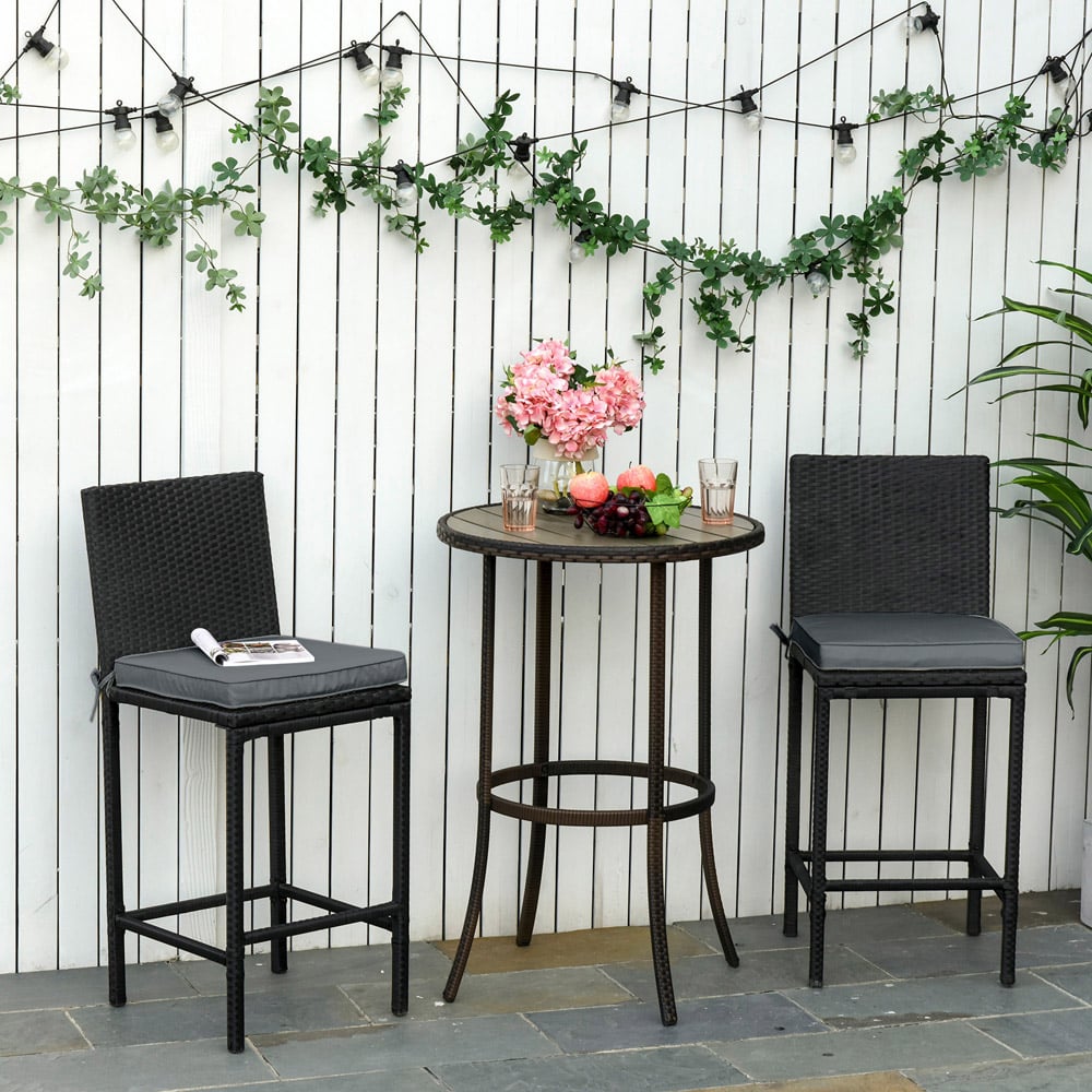 Outsunny Dark Grey Garden Chair Cushion with Ties 45 x 45cm 2 Pack Image 2