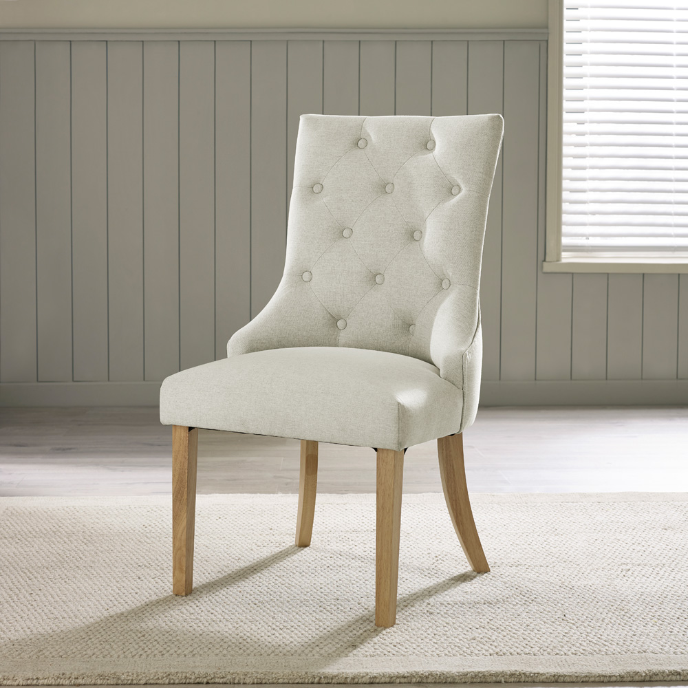 Furniturebox Fowey Kennsington 6 Seater Wooden Extending Dining Set Cream and Oak Effect Image 9