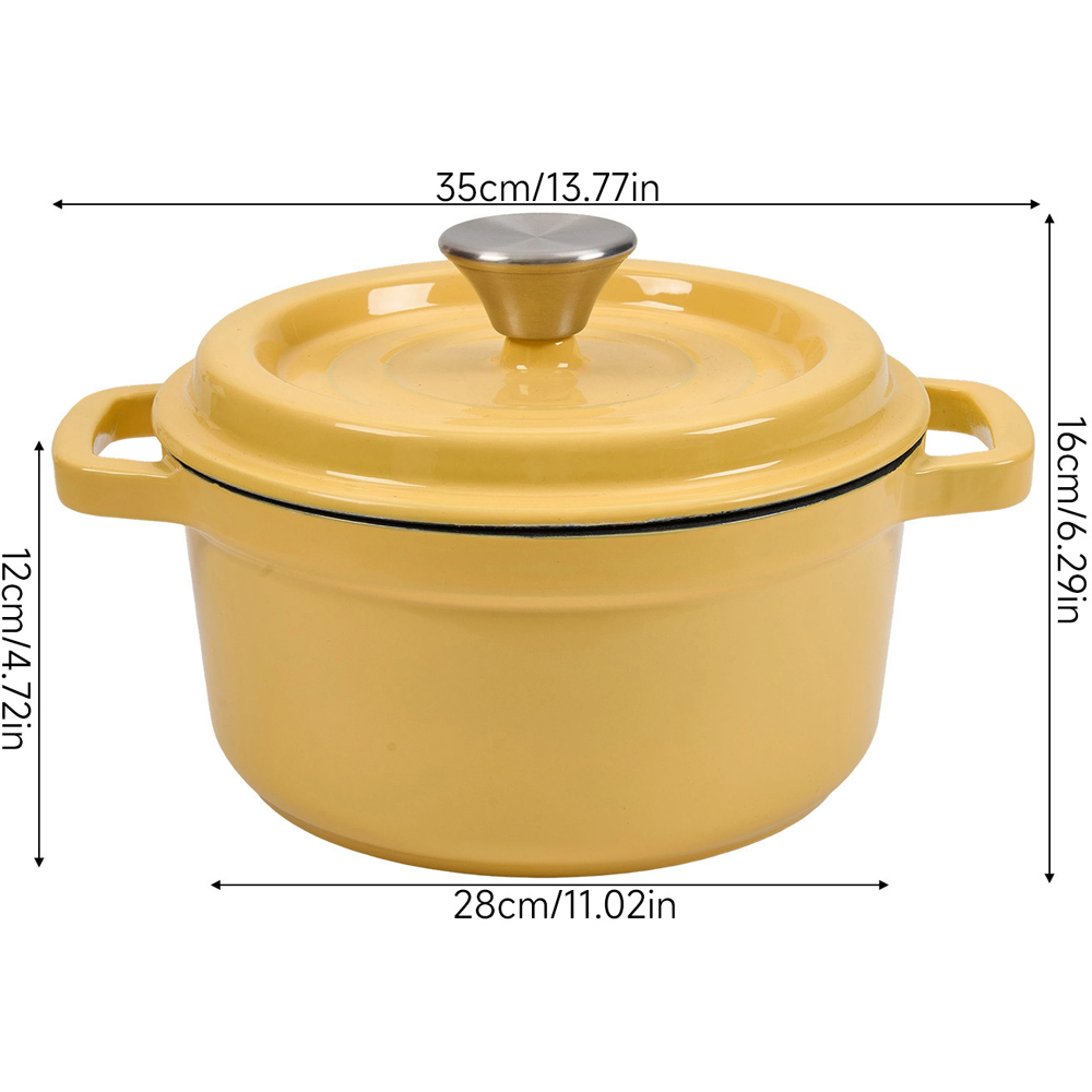 Living and Home Yellow Enamelled Cast Iron Dutch Oven Pot 6L Image 8