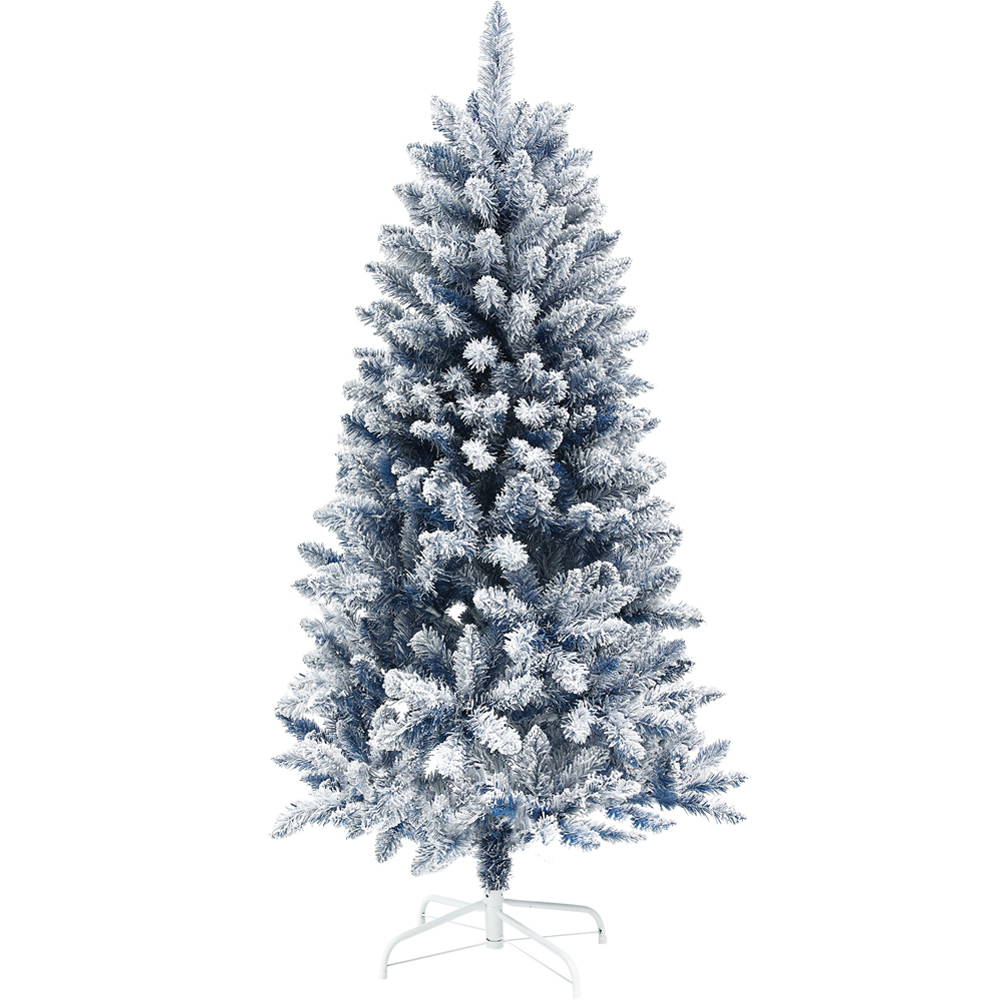 Everglow Snow Flocked Blue Artificial Christmas Tree 5ft Image 1