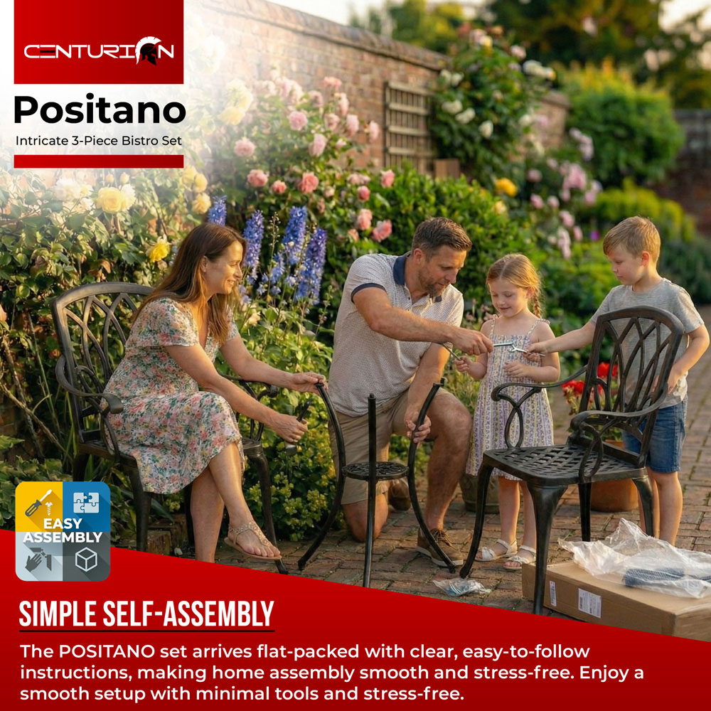 Centurion Supports Positano 2 Seater Black Aluminium Bistro Set with Table Image 8