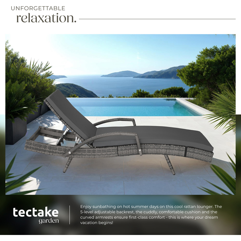 tectake Oceane Grey 5 Level Adjustable Aluminium Frame Sun Lounger Image 4
