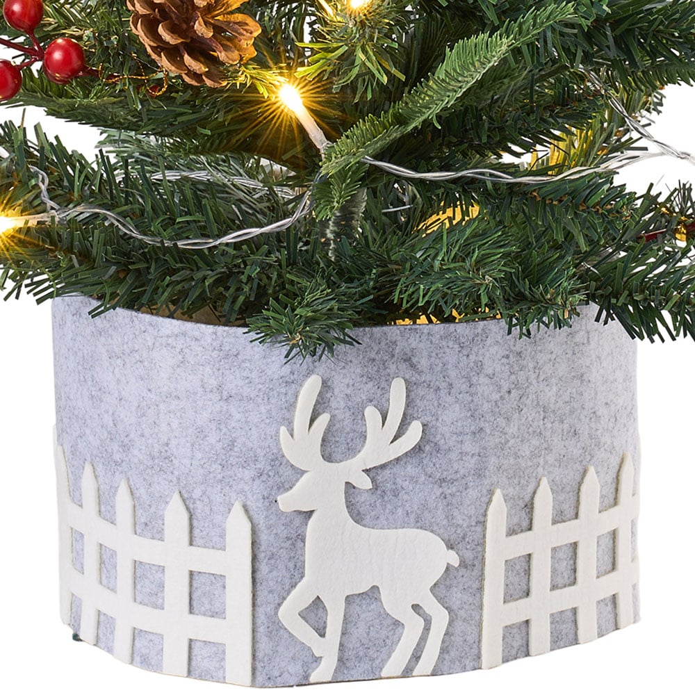 Living and Home String Light Pinecones and Red Berries Mini Artificial Christmas Tree 2ft Image 5