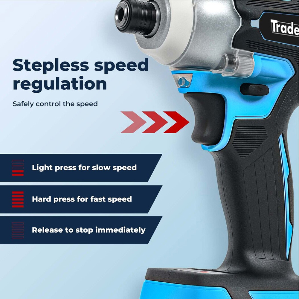 Traderight 21V Cordless Brushless 1/4 inch Impact Driver with 2 Batteries Image 5
