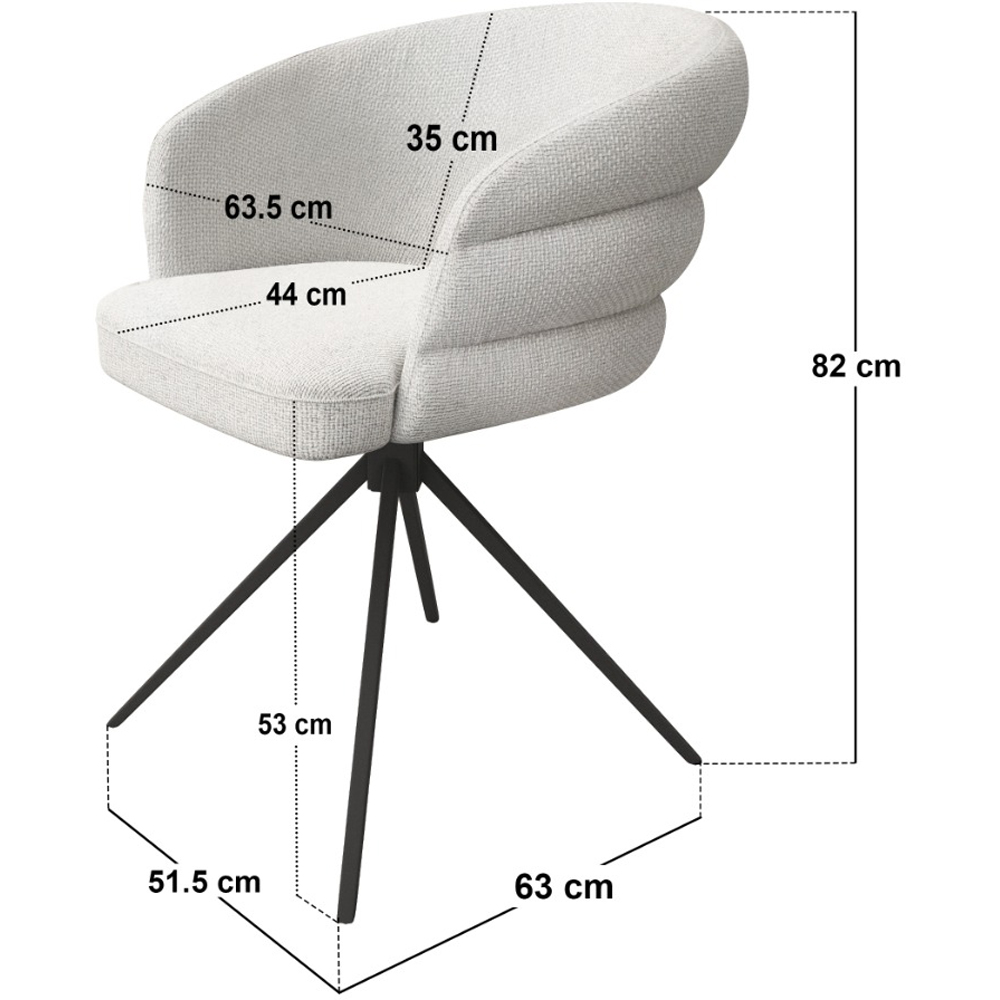 SOLACE+CO Eira Set of 2 Cream Swivel Dining Chair Image 6