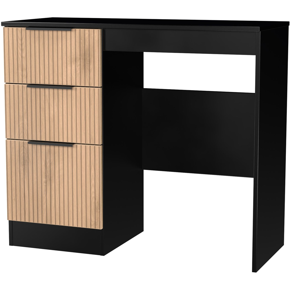 Crowndale Java 3 Drawer Slatt Effect and Black Vanity Unit Image 4