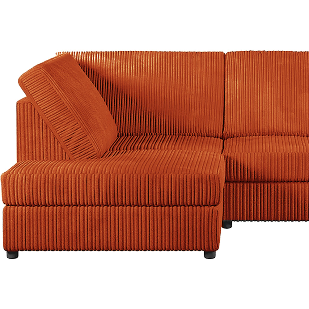 Luxor 4 Seater Orange Jumbo Cord Full Back Left Hand L Shape Corner Sofa Image 3