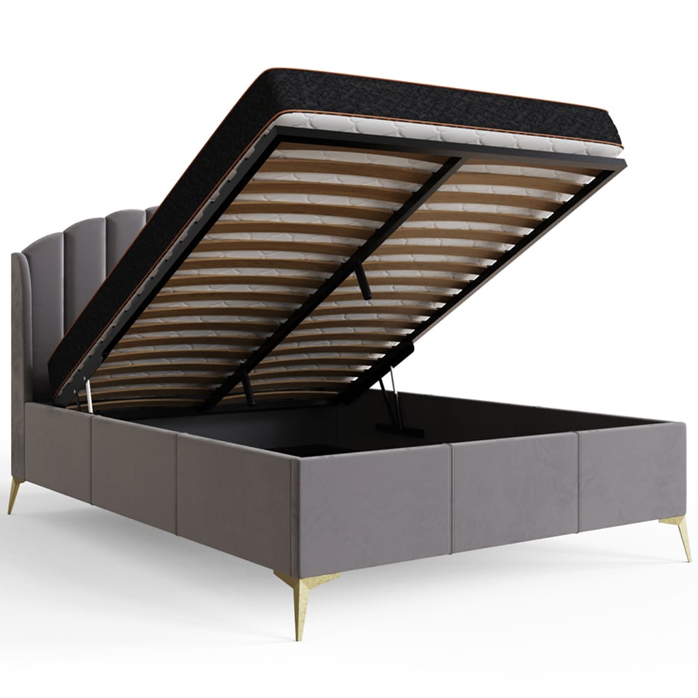 GFW Pettine King Size Grey End Lift Ottoman Bed Image 3