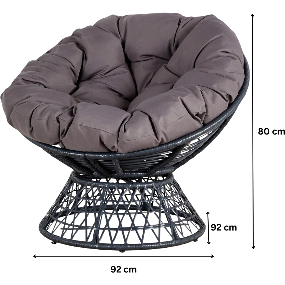 Home Source Oasis Dark Grey Round Cushioned Papasan Chair Image 7