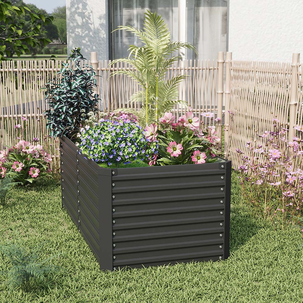 Living and Home Black Large Rectangular Galvanised Steel Raised Garden Bed 160 x 80cm Image 7