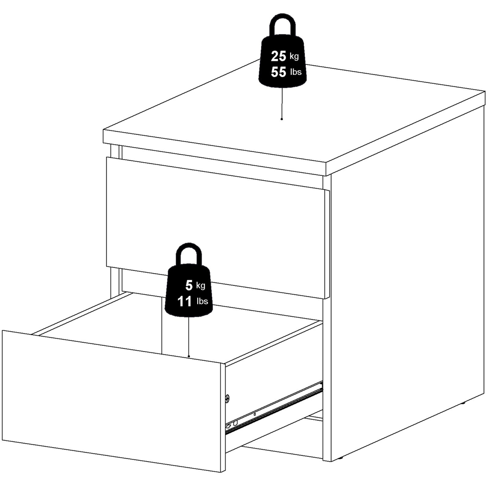 Florence Naia 2 Drawer Matt Black Bedside Table Image 8