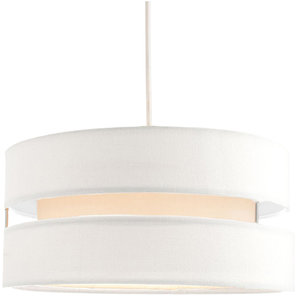 Happy Homewares Contemporary 3 Tier White Linen Fabric Pendant Shade Image 2