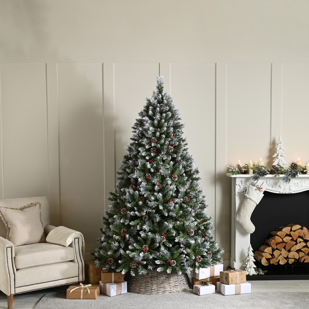 Festive River View Fir Snow Tipped Pine Artificial Christmas Tree with Metal Base 6.9ft Image 2