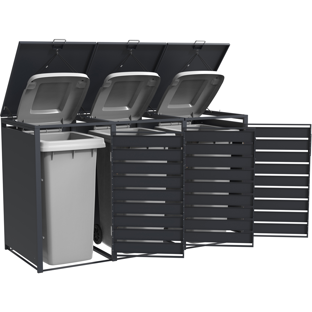 Trimetals 240L Triple Light Wood Steel Wheelie Bin Storage Image 5