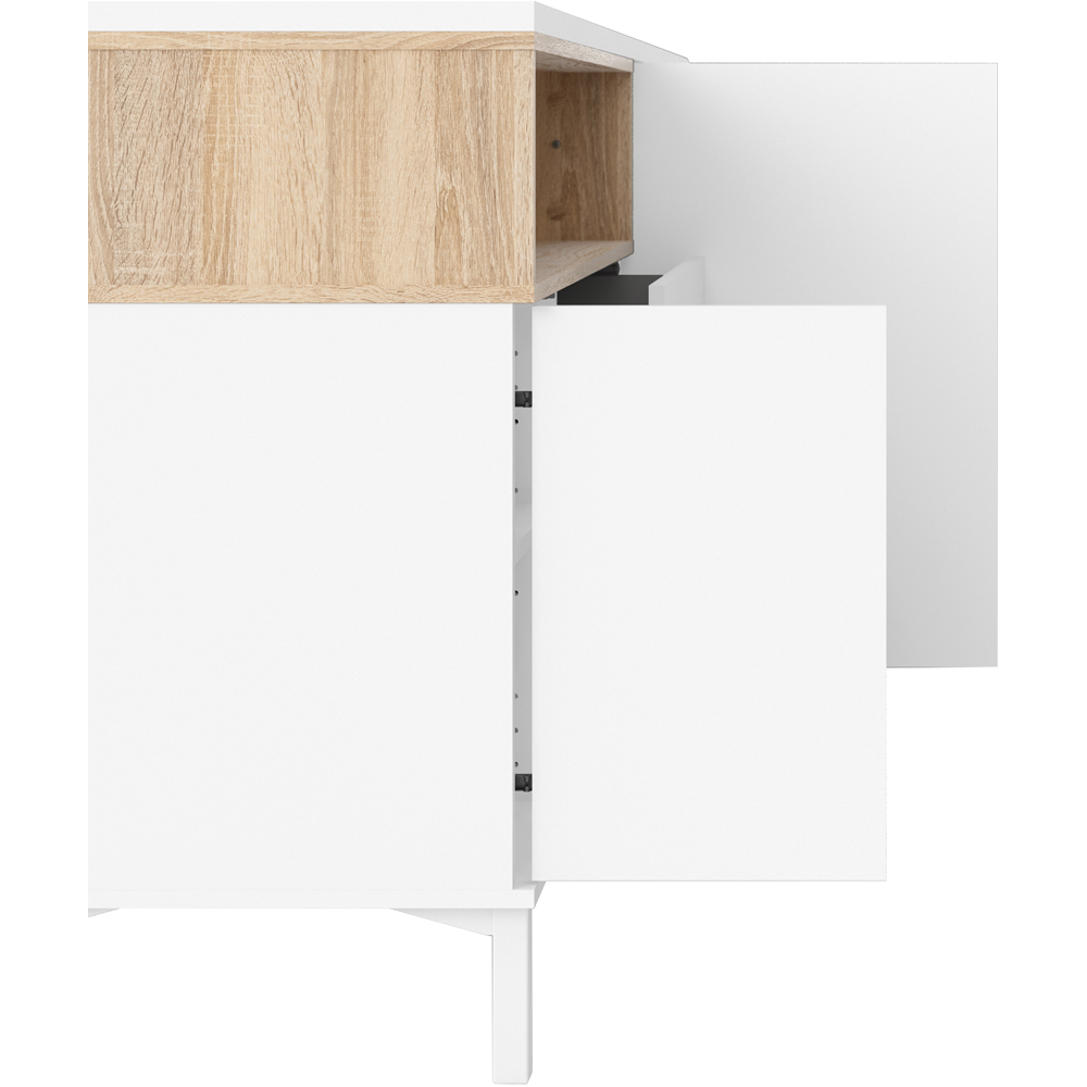 Florence Roomers 3 Door 3 Drawer Single Shelf White and Oak Sideboard Image 8
