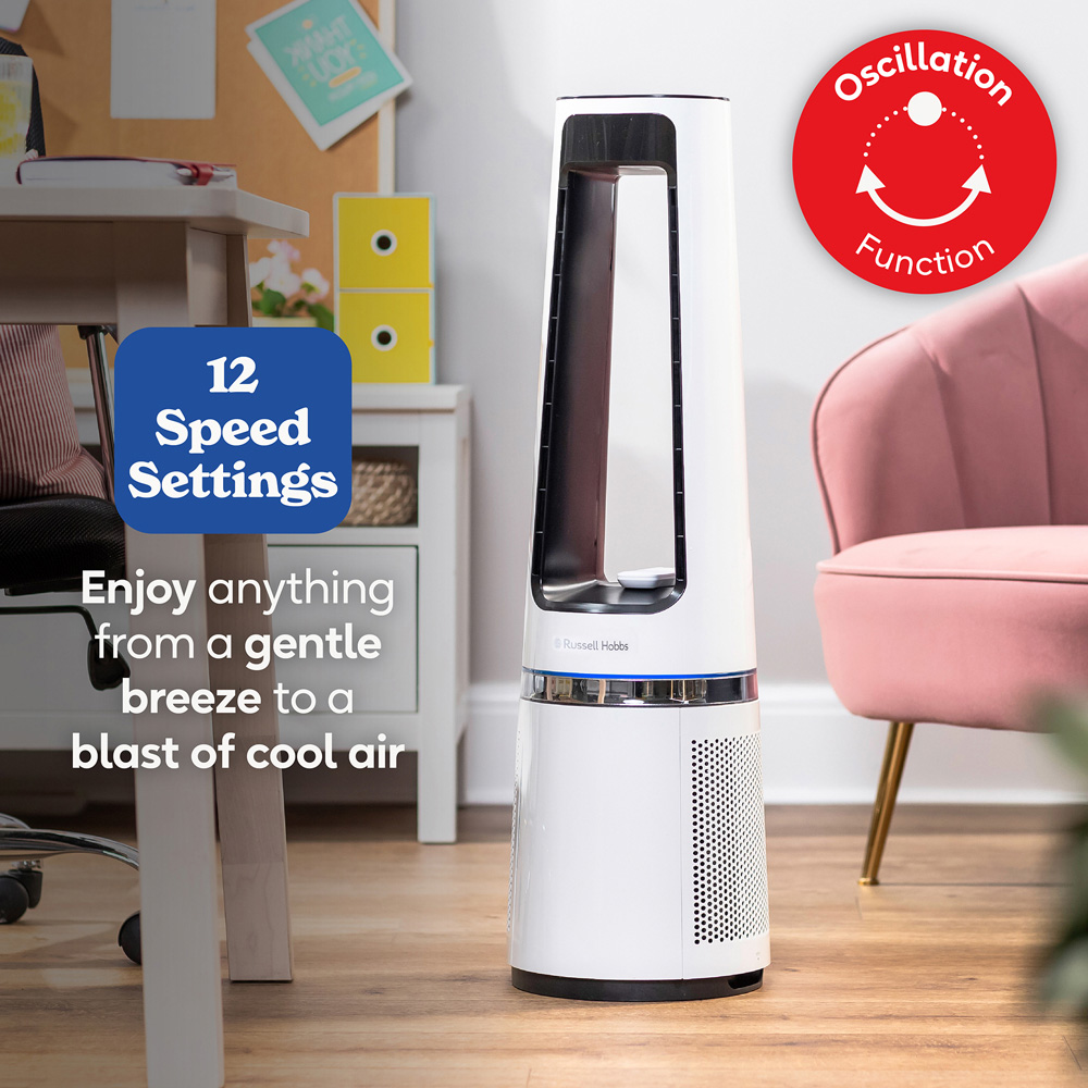 Russell Hobbs White Bladeless Cool and Heat Fan with Remote Image 6