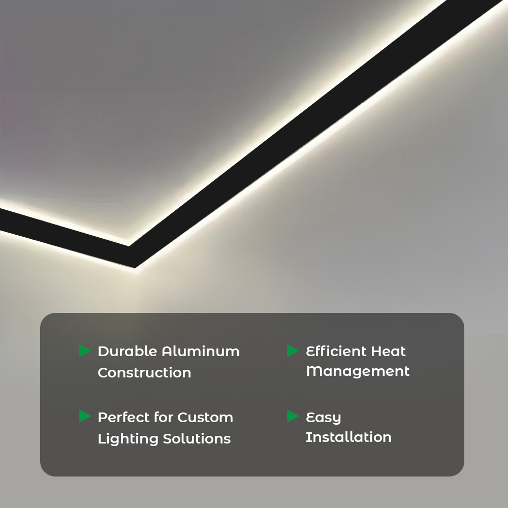 ENER-J Black Corner Aluminium Profile Gypsum LED Cove Light 2m 2 Pack Image 6