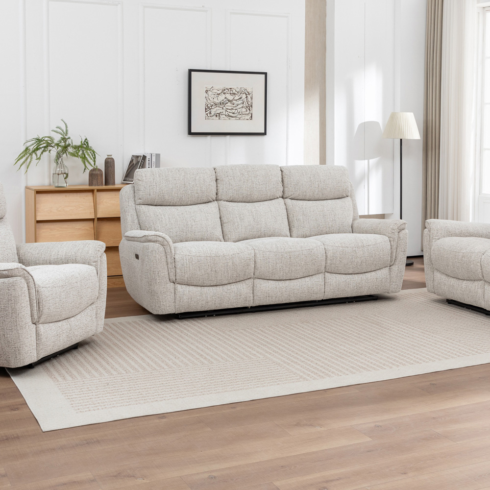 Long Island 3 Seater Beige Recliner Sofa Image 6