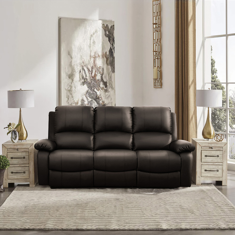 Comfy Living 3 Seater Brown PU Leather Electric Recliner Sofa Image 7