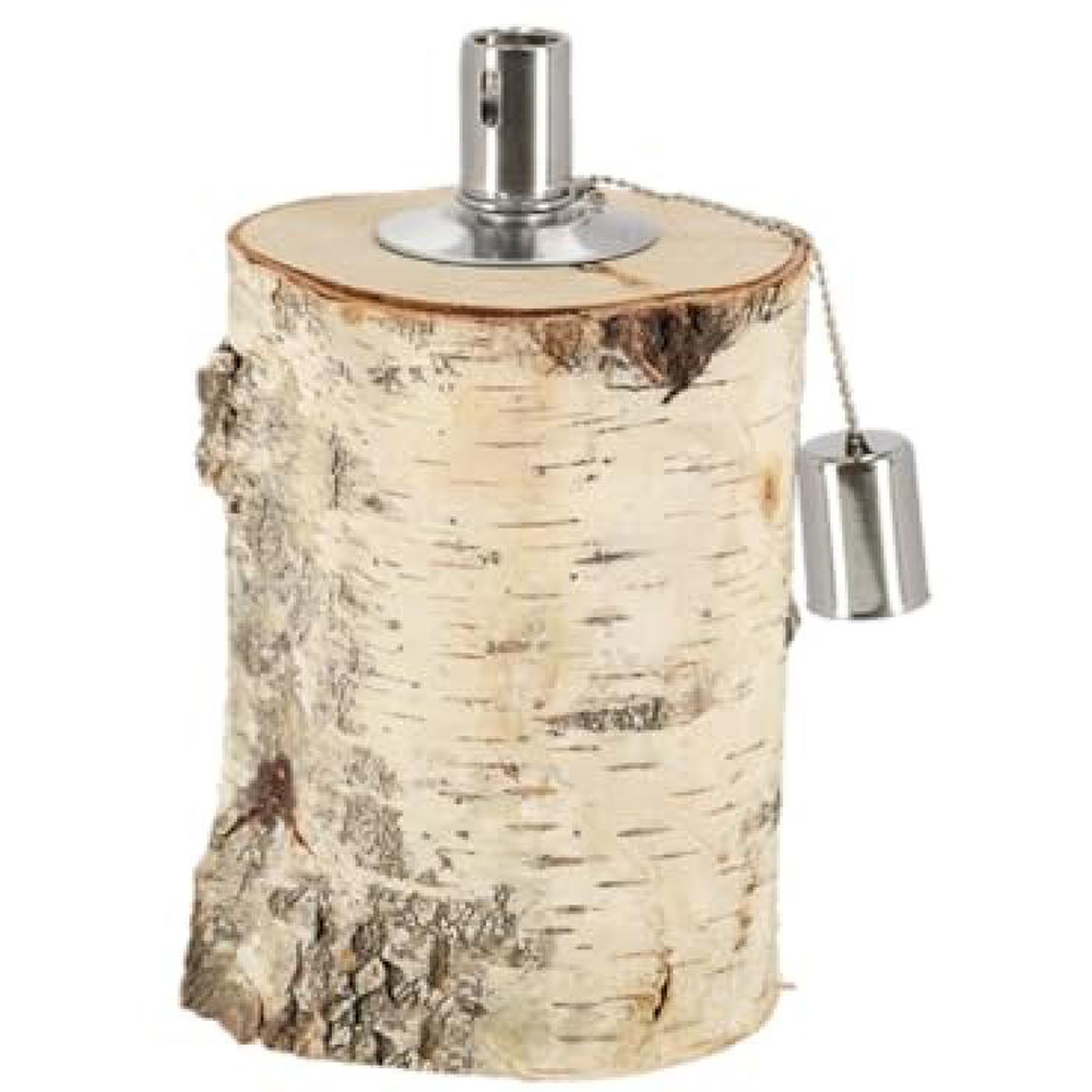 Fallen Fruits Grey Decorative Birch Log Table Oil Lamp Image 2