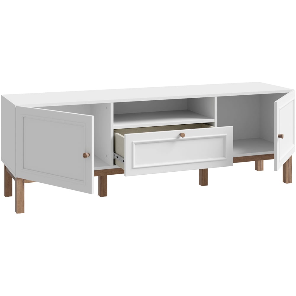 Florence Wensley 2 Door Single Drawer Single Shelf Light Grey and Oak TV Unit with LED Lighting Image 3