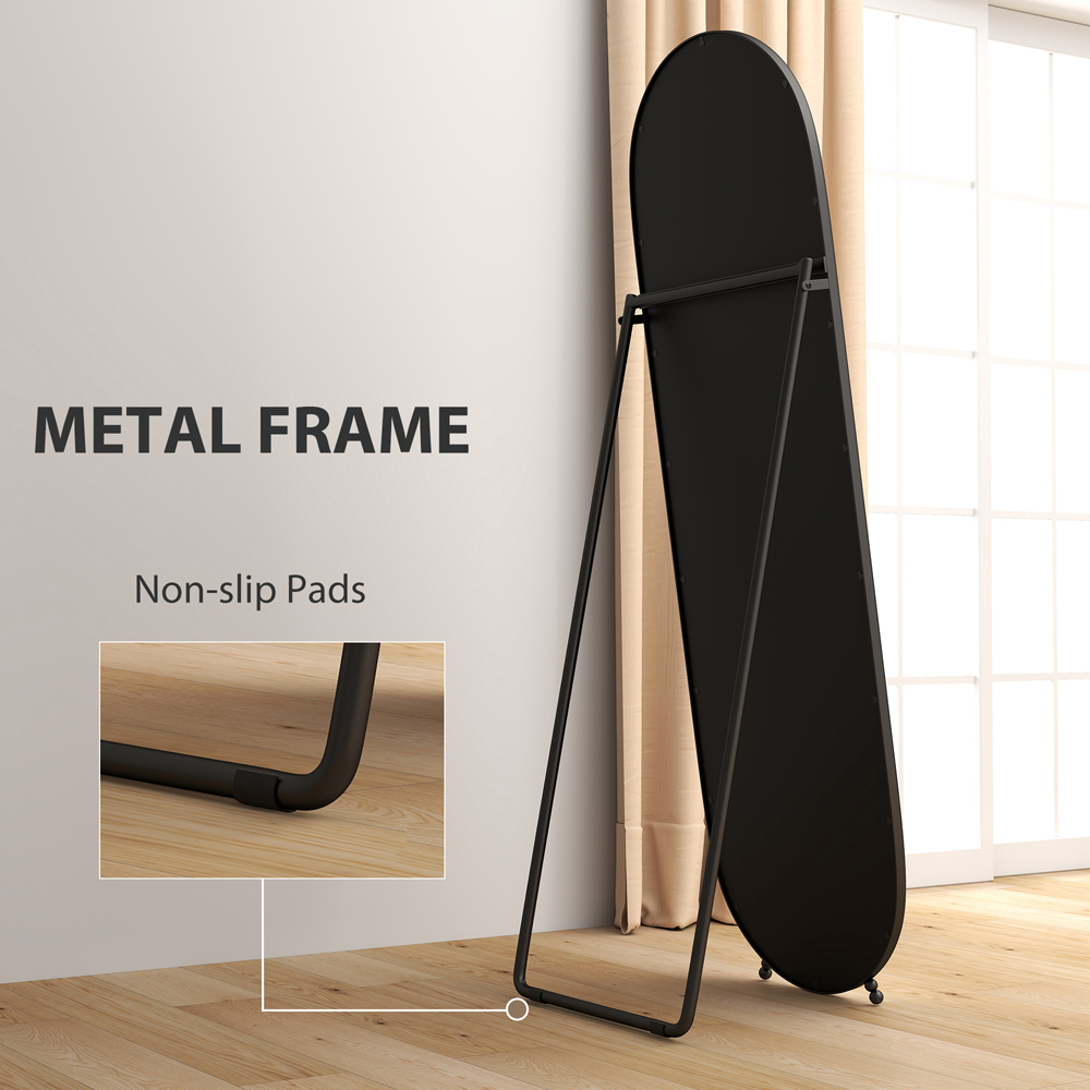 Portland Black Metal Frame Oval Full Length Mirror 160 x 40cm Image 6