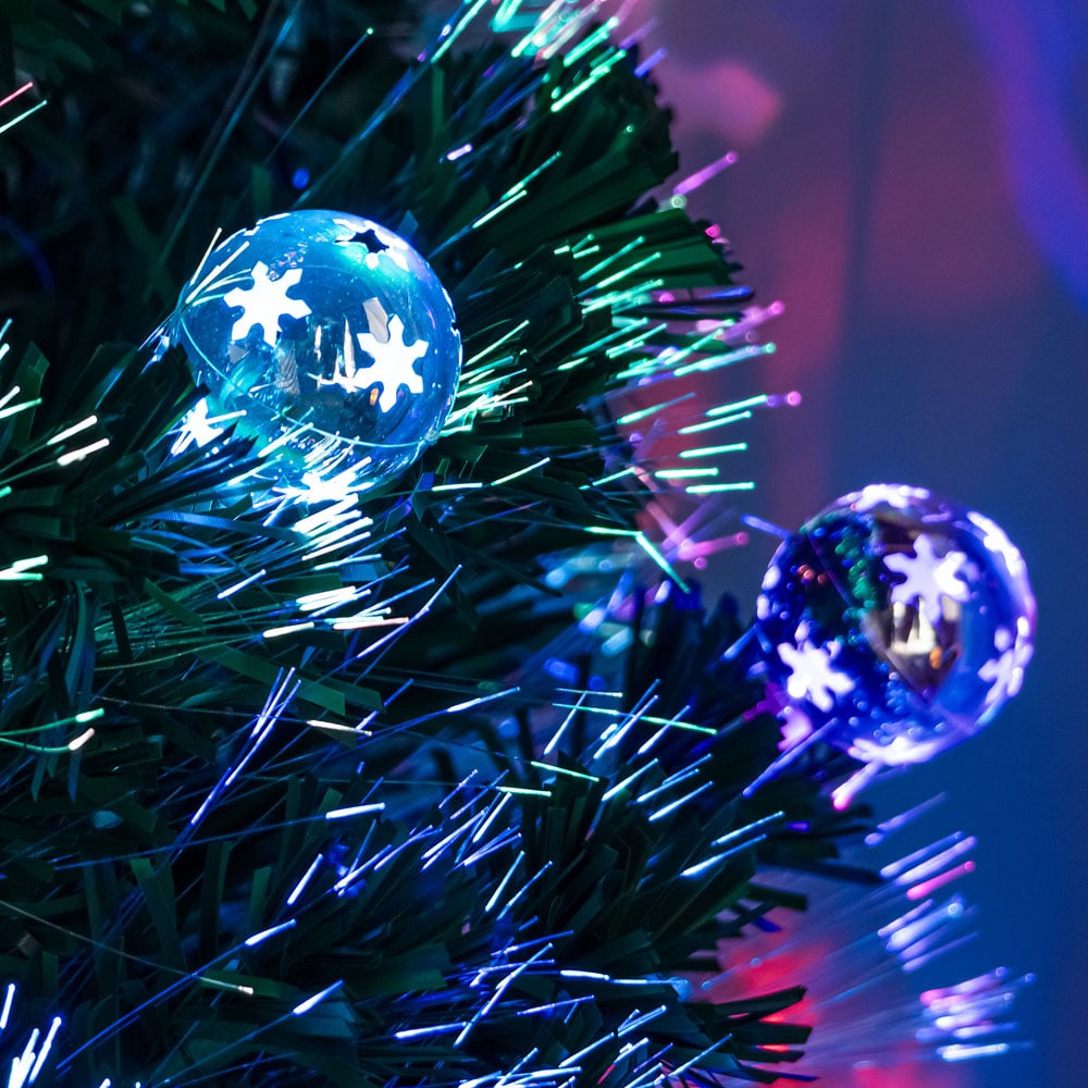 The Christmas Centre Multicolour LED Green Fibre Optic Artificial Xmas Tree with Baubles 5ft Image 3