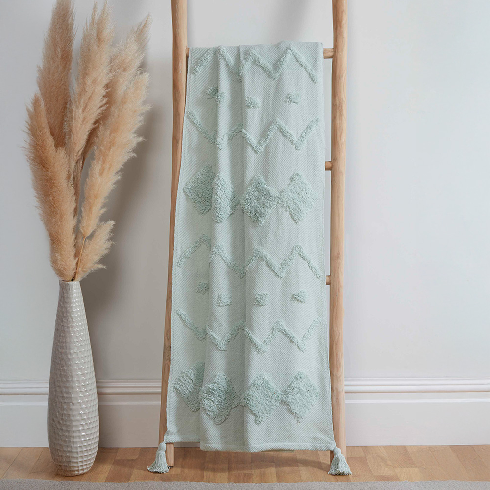 Rapport Home Juniper Blue Tufted Cotton Blanket Throw 50 x 60cm Image 2