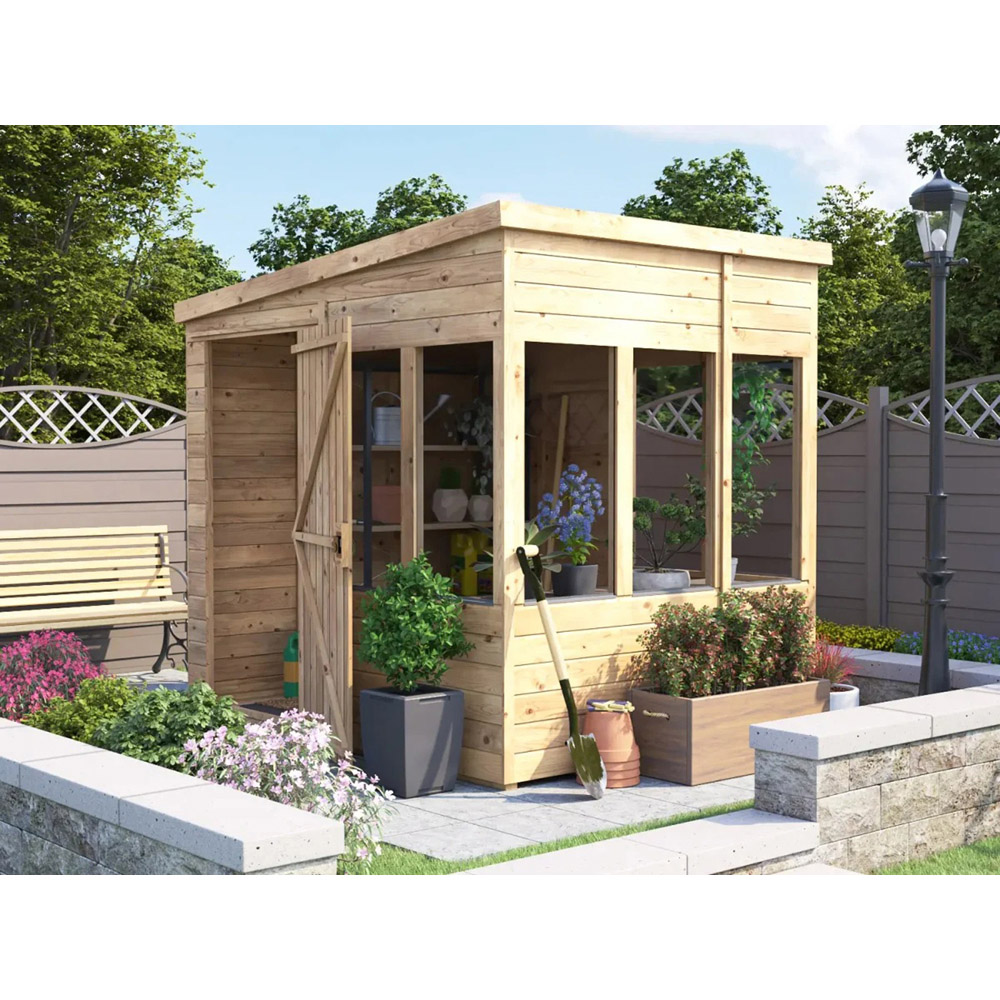 Dunster House Overlord 8 x 6ft Modular Brown Superfelt Pent Potting Shed Image 2