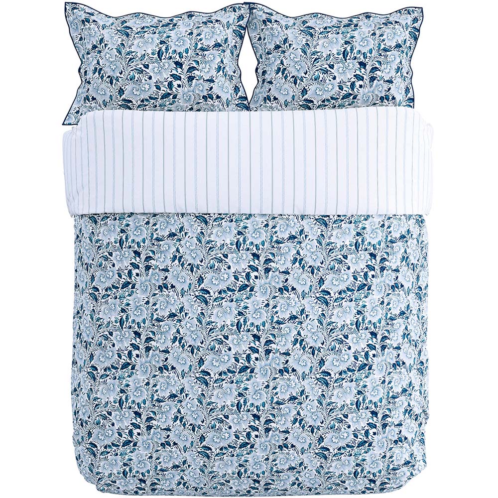 V&A Ornamental Bloom Super King Size Indigo Duvet Set Image 2
