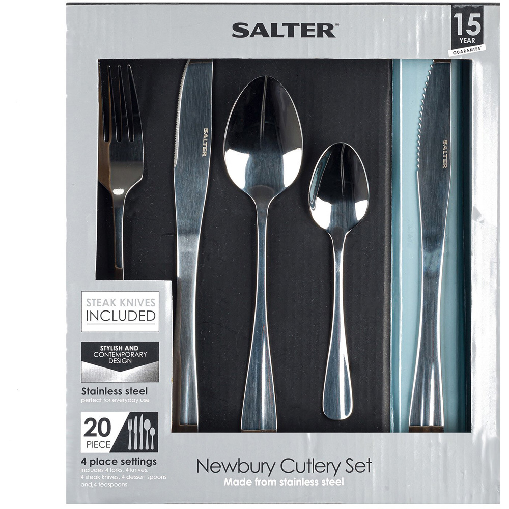 20-Piece Salter Newbury Cutlery Set - Chrome Image 3