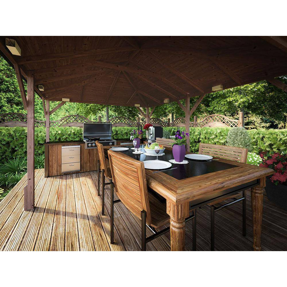 Dunster House Utopia 430 4 x 3m Brown Wooden Gazebo with Roof Shingles Image 5