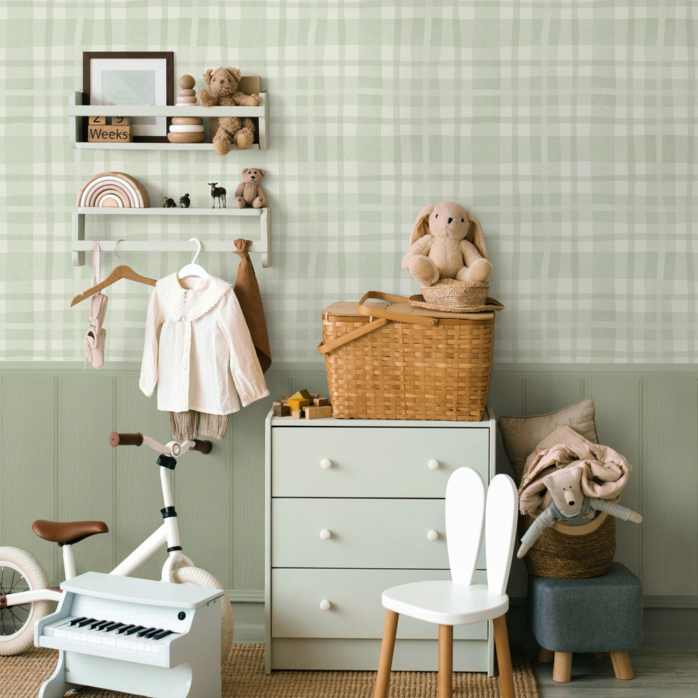 Holden Decor Ivy Plaid Sage Wallpaper Image 3
