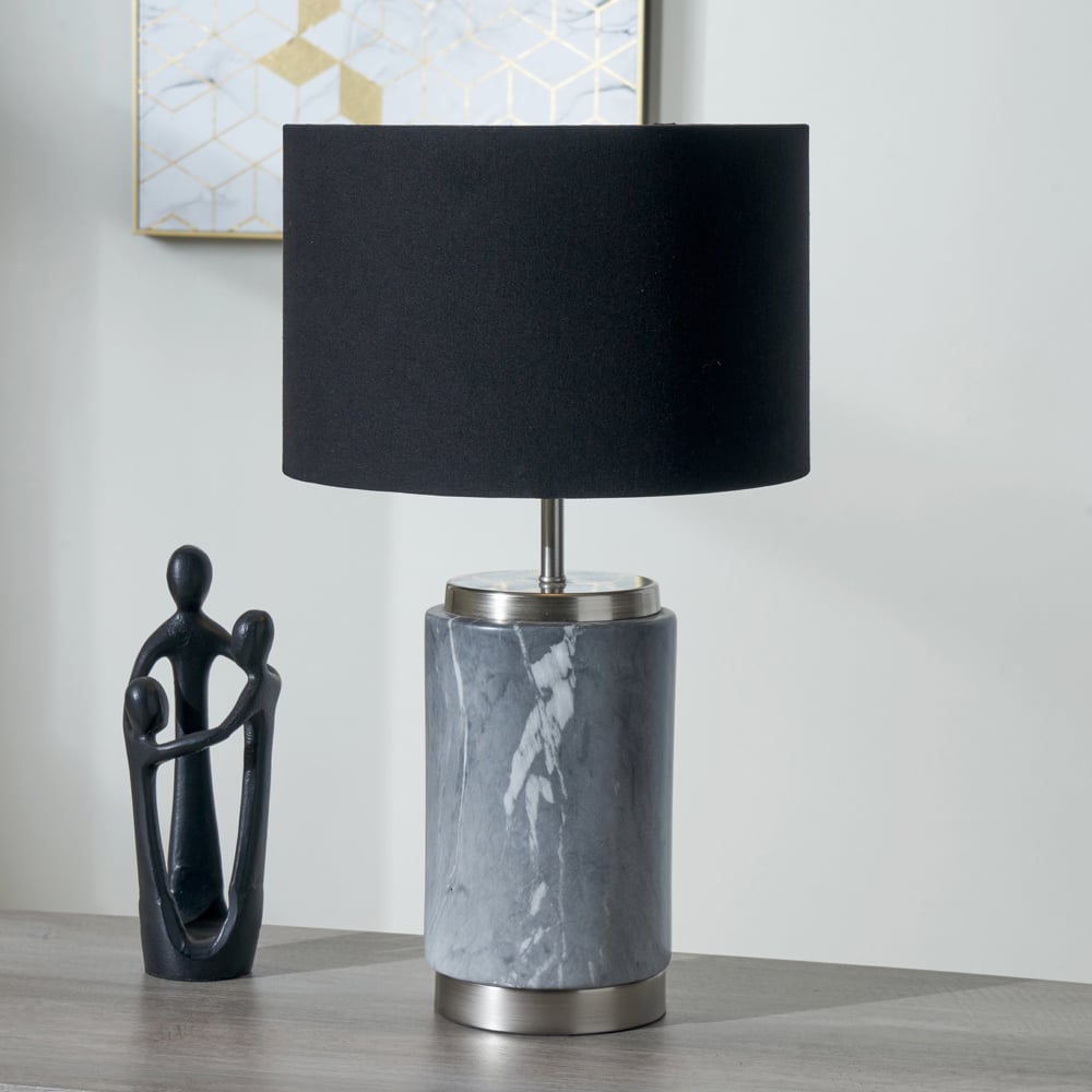 Pacific Lifestyle Carrara Grey Marble Effect Ceramic Table Lamp Image 2