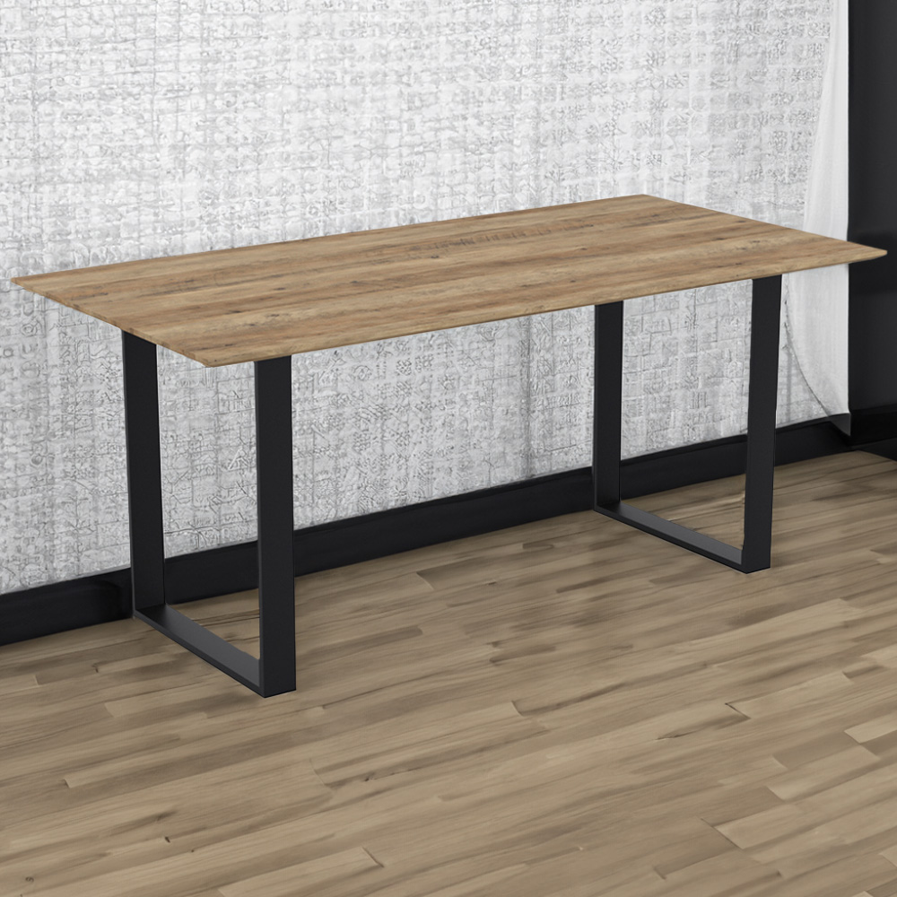 Antibes 6 Seater Wood Effect Dining Table Black Image 1