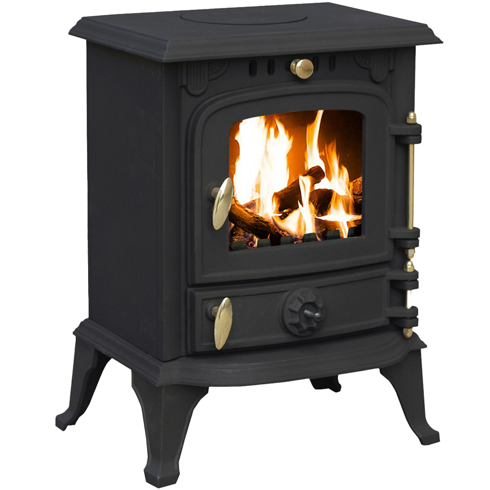 RoyalFire Cast Iron Multifuel Stove 4.5kW with Firewood Starter Kit Image 1