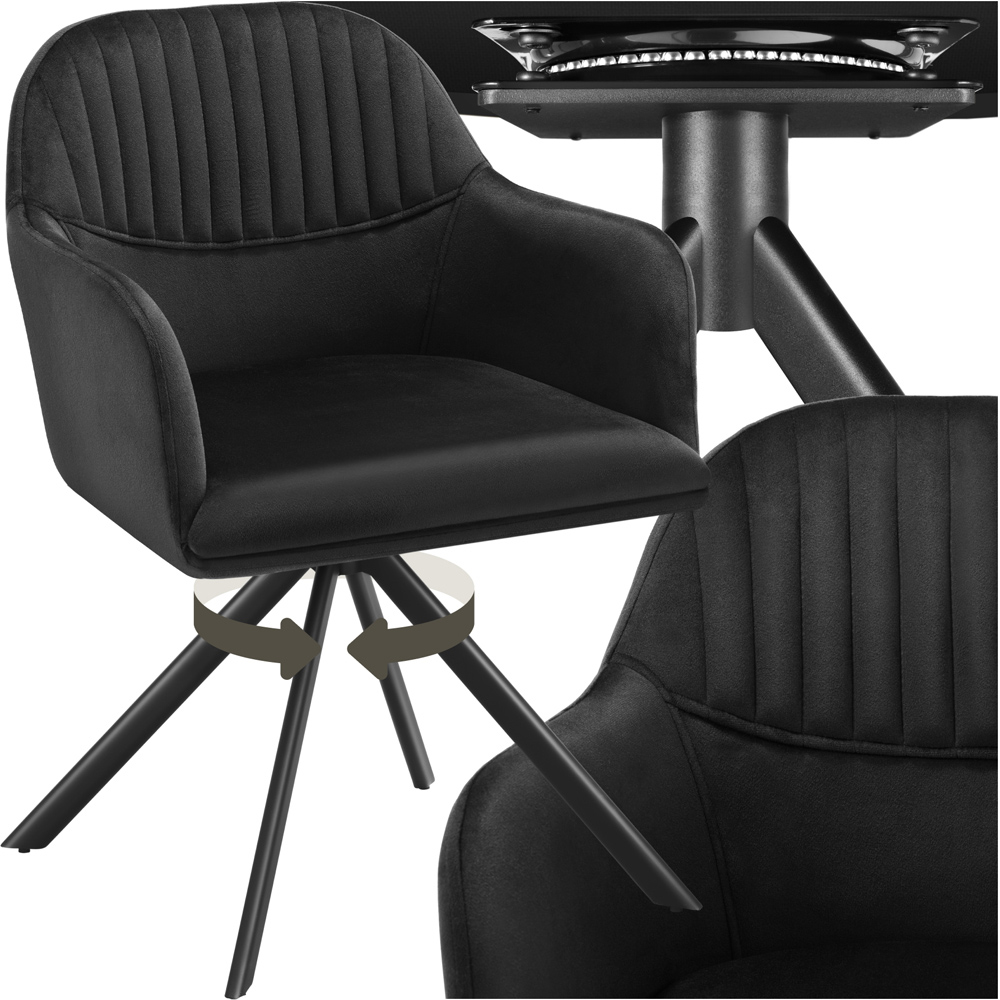 tectake Lona Black Velvet Upholstered Swivel Armchair Image 2