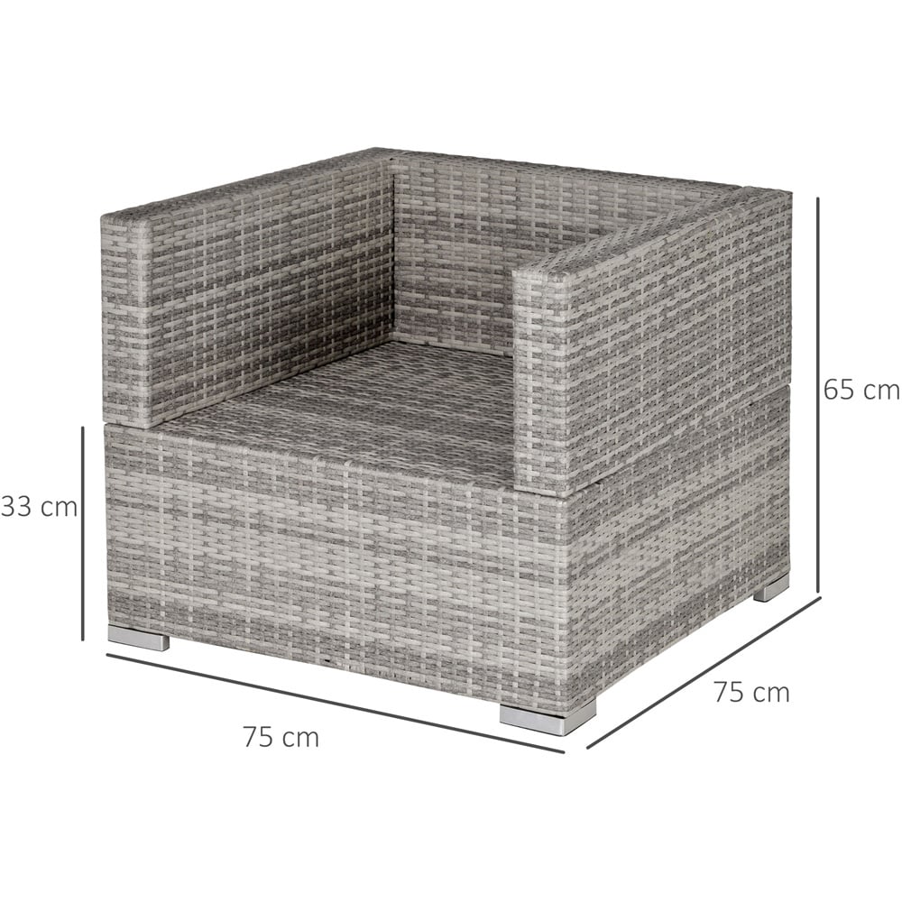 Outsunny Grey Single Rattan Sofa Chair with Padded Cushion Image 7