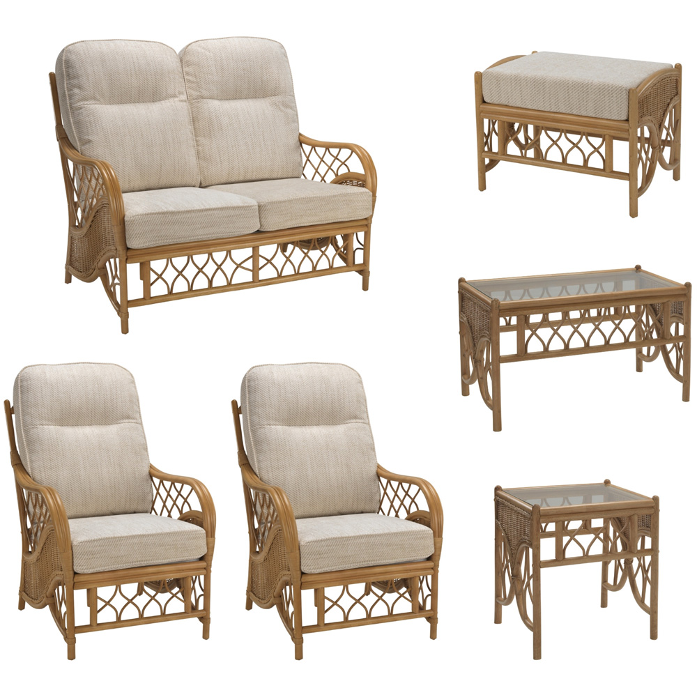 Desser Furniture Oslo 4 Seater Light Oak Jasper Sofa Set with Footstool Image 2