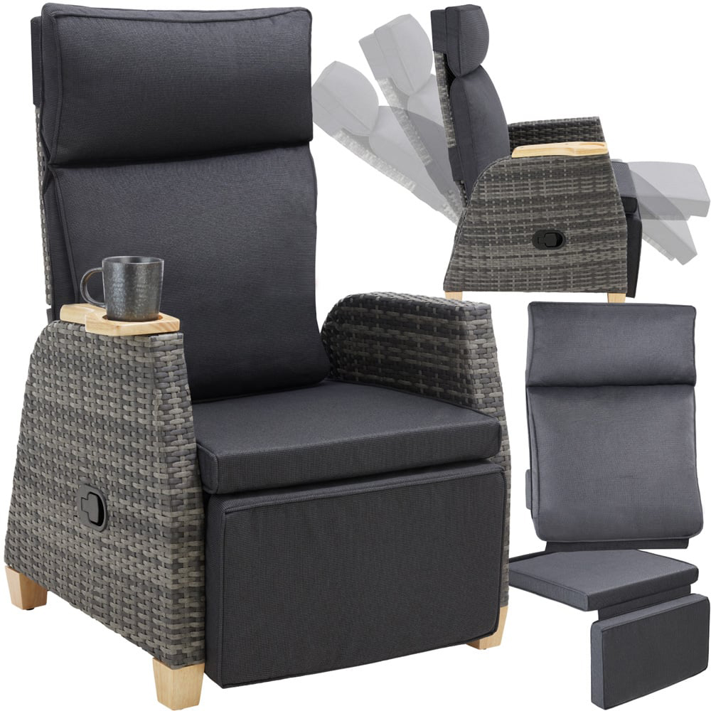 tectake Pescara Grey Adjustable Reclining Garden Armchair Image 2