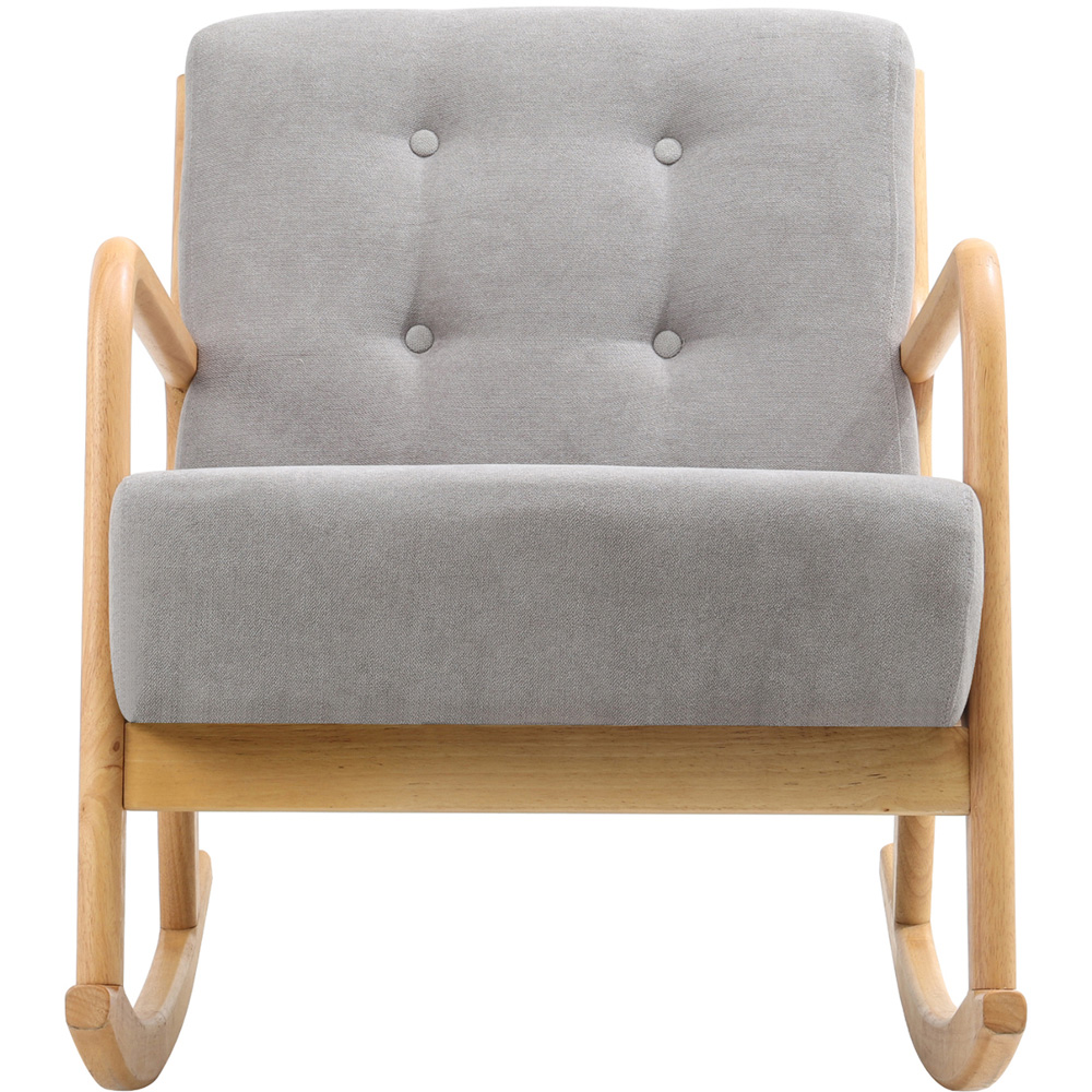 Living and Home Grey Buttoned Wooden Rocking Chair Image 2