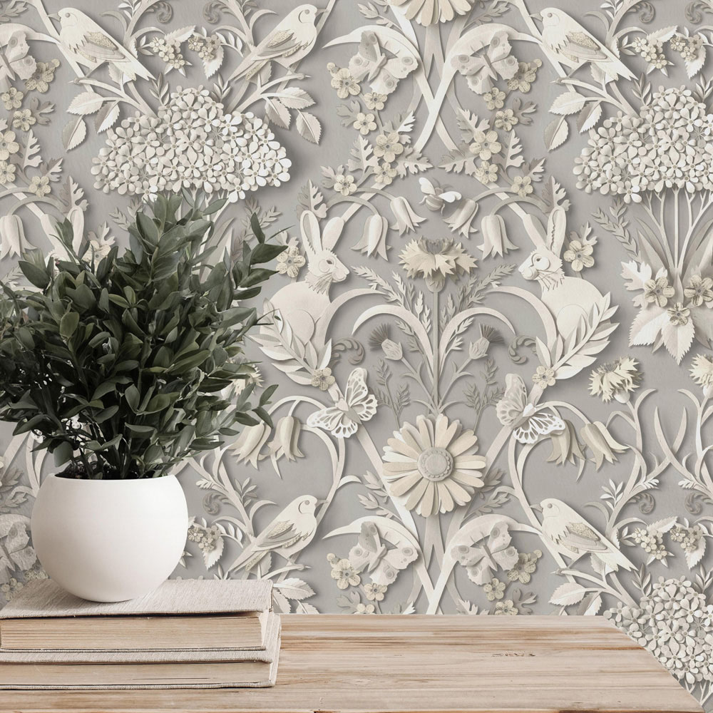 Fine Decor Woodland Soft Grey Wallpaper Image 4