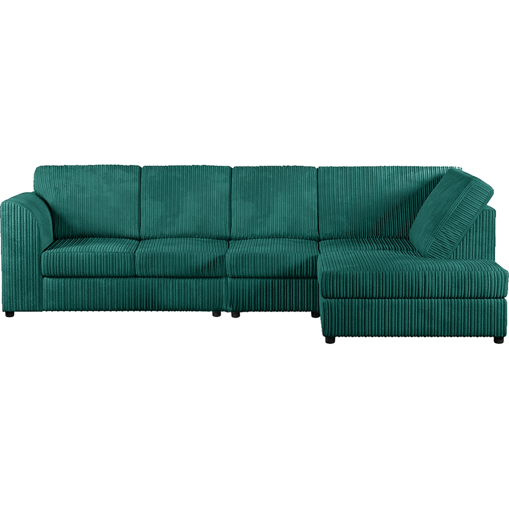 Luxor 4 Seater Teal Jumbo Cord Right Hand Facing Full Back L Shaped Corner Sofa Set Image 2
