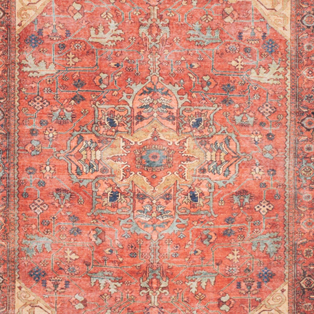 Kukoon Distressed Persian Inspired Gold Coral Washable Rug 200 x 290cm Image 3